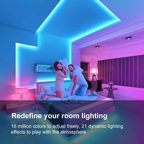 FBY 200 (2 100 FT Led Lights for Bedroom Rolls FT), Music Synchronized Smart Led Strip Lights, Ultra Long with Remote