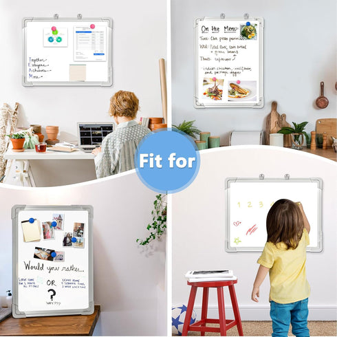 Dry Erase Board for Wall, Double-Sided 12" x 16" Small Hanging Magnetic Whiteboard for Planning & Memo