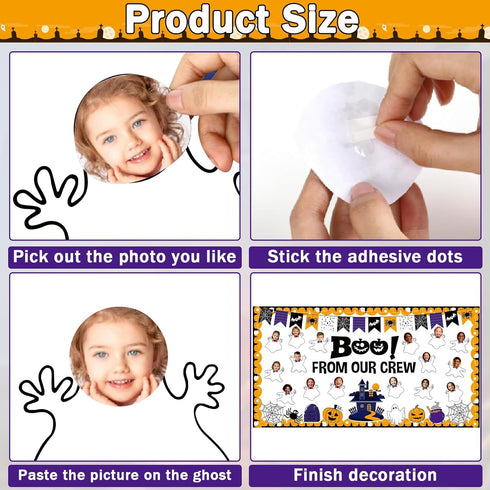 Halloween Ghost Bulletin Board Cutouts, Pumpkin Castle BOO Ghost Patterned Spider Web DIY Photo Borders