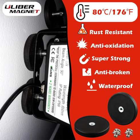 ULIBERMAGNET 4Pack Anti-Scratch Neodymium Magnet, Rubber Coated with M4 Female Thread for Strong Mounting