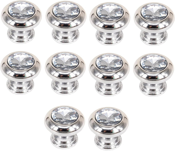 SANCHAKOU Crystal Knobs for Drawers 10 Pcs 1.25 * 1.14Inch Single Hole Crystal