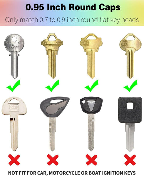 Vibit 80 Pack Key Caps Covers - 1 Inch Standard & 0.95 Inch Round Key Caps Set, 8 Colors, Key Head Protectors for