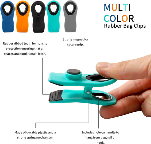 Hedameili Package Chip Clips Bag Clips Magnetic Bread Bag Food with Silicone Textured Mouth