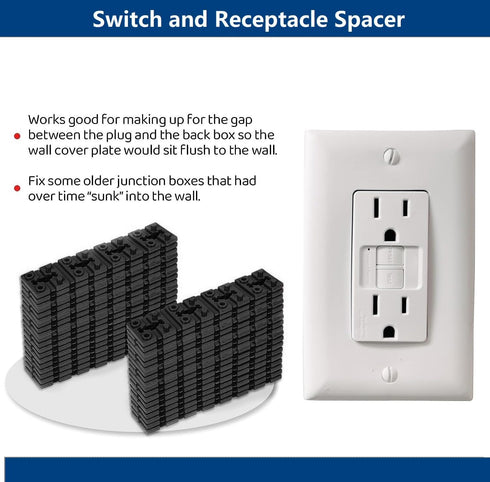 Switch and Receptacle Spacer, 100pcs Electrical Outlet Spacers for Loose Outlet Electric Switch