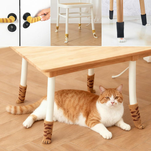 HAIJSEVR 24Pcs 6 Cat Paw Chair Leg Floor Protectors for Hardwood Floors, High Elastic Felt Knitted Chair Socks