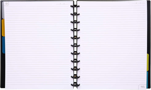 Talia Discbound Notebooks, Customizable Planner, Black with Black Discs, Letter Size (8.5in x 11in)