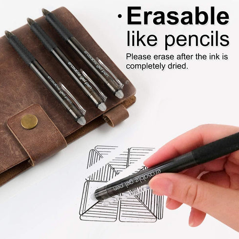 Vanstek 18 Black Retractable Erasable Gel Pens Clicker, Fine Point(0.7), Make Mistakes Disappear, Premium Comfort Grip, Black Ink for Planners, Note Taking and Crossword Puzzles by Vanstek