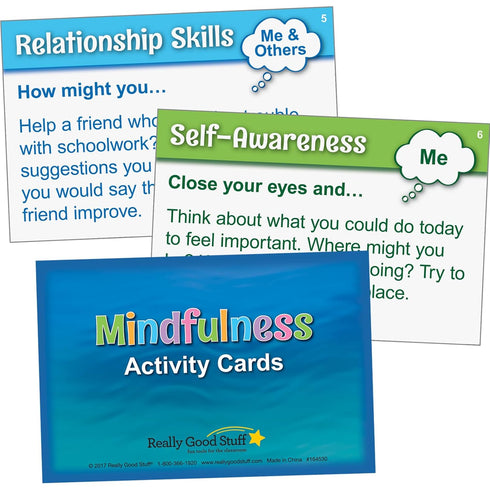 Really Good Stuff Mindfulness Activity Cards for Students, Set of 40 Mindful Activities & Exercises for Emotional