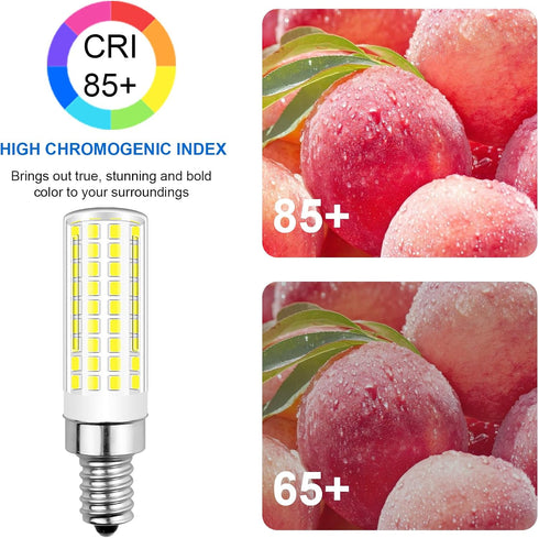 E12 Bulbs 60 6000K 120V 6W 550lm T6 C7 E12 Non-dimmable, 4 Pack LED Candelabra Light Watt Equivalent Daylight White
