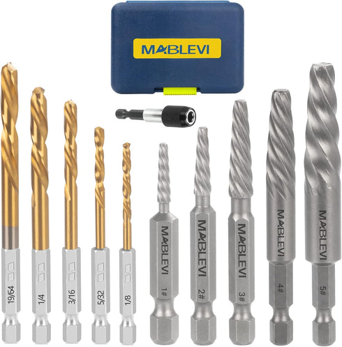 11 Pieces Metric Screw Extractor Set, Easy Out Bolt Extractor Set for Removing Broken Screws, Bolts, and Studs