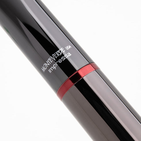 Monteverde Impressa Ballpoint Pen, Gun Metal with Red Trim, Refillable with Parker Style Refills