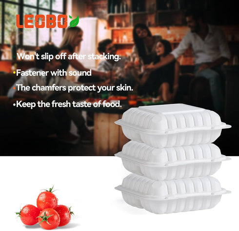 Reusable To Go Containers - 55 Pack BPA Free 3 Compartment Food Container 34 oz Clamshell Take Out