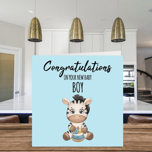 Stuff4 5.7 5.7 Inch New Baby Boy Card - Congrats, Welcome to the World, Home Gifts, x