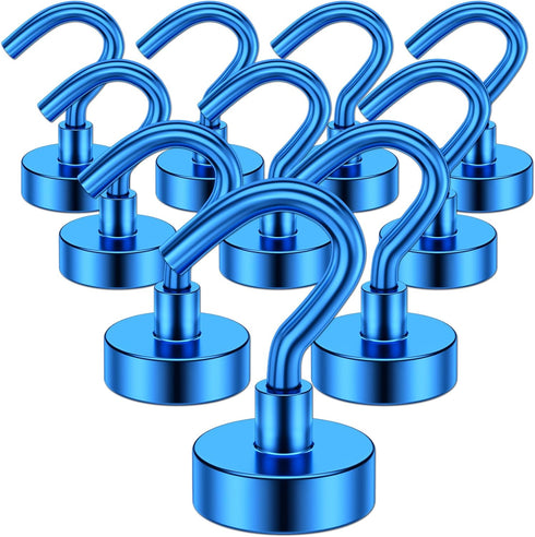 Grtard 10 Pack Heavy Duty Magnetic Hooks, 25Lbs+ Neodymium Magnet Hooks for Hanging, Strong Magnetic Hooks for Indoor