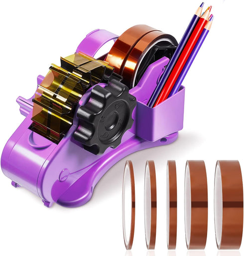 Multiple Roll Cut Heat Tape Dispenser with 5 Pieces High Temp Tape, Heat Resistant Sublimation Desk Tape for Industrial