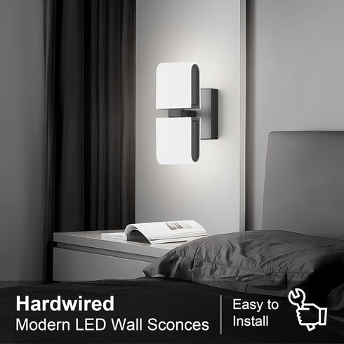 6000K Aipsun Black Wall Sconces Hardwired Modern LED Sconces Wall Lighting Indoor Wall Sconce for Living Room Hallway