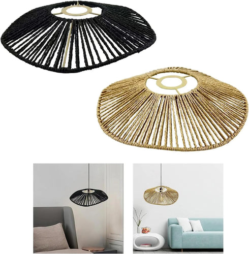 Koolouispoper Handwoven Rope Lampshade Pendant Light Cover Chandelier Covers Shades Pendant Lamp Shades for Home House