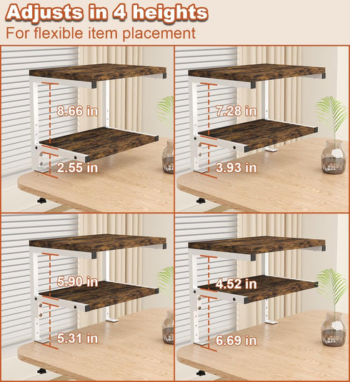 Clamp on Desk Organizer Shelf, Heavy-Duty 2-Tier Adjustable Storage for Desktop Accessories, Gaming Devices, White