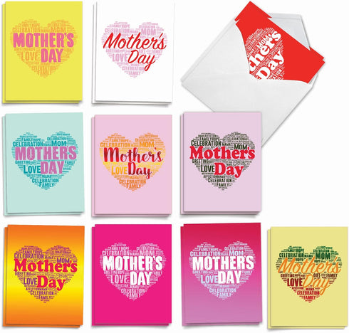 The Best Card Company - 20 Mother's Day Cards Bulk (4 x 5.12 Inch) - Loving Small Note Card Set