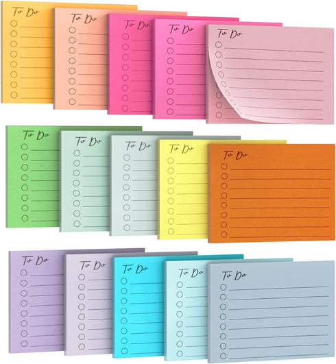 EOOUT 15 Pack Lined Sticky Notes, 3"x4", 750 Sheets, To Do List Notepad for Office Meeting School Home