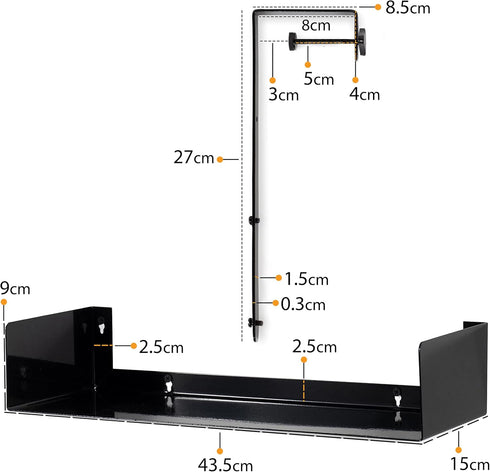 Wallniture Bali Bookshelf and Desk Organizer Tray, Black Cube Storage Organizer for Home Office