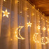 138 8.2 8 Dazzle Bright Ramadan Curtain String Lights, LED FT Warm White Star Moon Window Lights with Timer