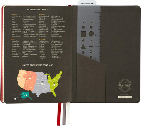 C.R. Gibson Black Leatherette Dot Grid Notebook Journal, 6'' W x 8.5'' L, 240 Pages, Bullet Log