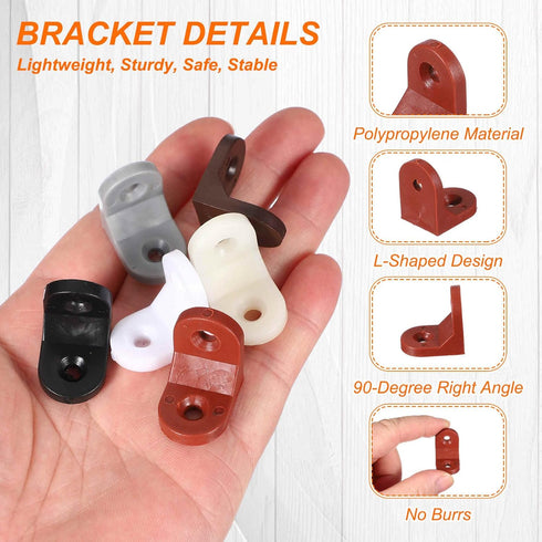 50pcs 0.7"x0.9" (16.6x23.1mm) 90 HARFINGTON Plastic l Brackets Small Round l Shape Bracket Degree Right Angle Corner