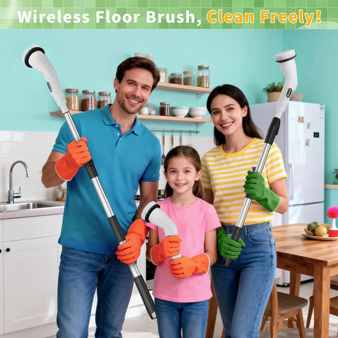 8 51.2in 90Min Electric Spin Scrubber - Household Cleaning Brush with Heads, Extendable Pole Bathroom Scrubber