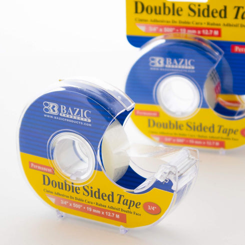 BAZIC 3/4" X 500" Double Sided Permanent Tape with Dispenser