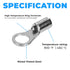 High-Temperature Ring Terminals, 16-14 AWG Wire Size, 1/4" Stud Size, Nickel Plated Steel, Pack of 100 Pcs, OL-05384