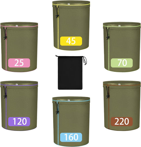 Tomotato 5-Gallon Filter Bags6-Pack with Anti-Slip Grip Buckets - Reusable All-Mesh Storage Bags