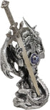 Ebros Gift Legendary Silver Dragon Guardian of The Celtic High Cross Letter Opener Figurine Sculpture