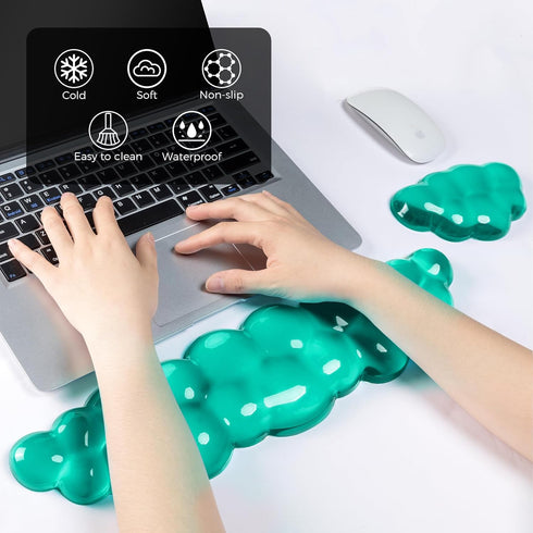 Gel Cloud Keyboard & Mouse Wrist Rest Set - Ergonomic Cloud Keyboard Wrist Pad & Mouse Support for Office Gaming