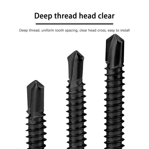 #10 x 1-1/2" Phillips Flat Head Self Drilling Screws - 35Pcs Black Zinc Plated Carbon Steel Countersunk Flat Head Wood