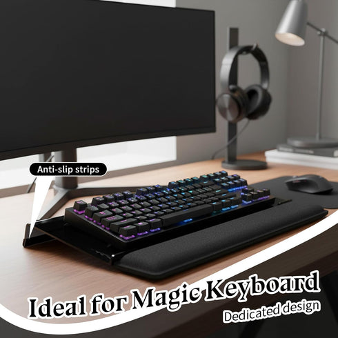 Exclaith 3-Level Computer Keyboard Wrist Rest Stand for Desktop Space-Saving Keyboard Riser with Silicone Wrist Rest