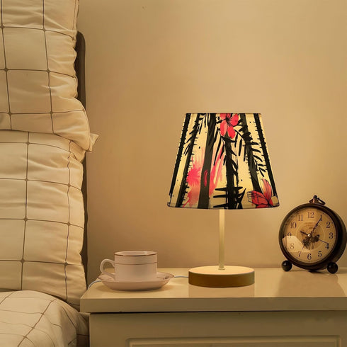3 ALAZA Bedside Lamp Stripes Black White Tropical Pink Flower Table Lamp for Bedroom Desk Lamp with USB Port LED