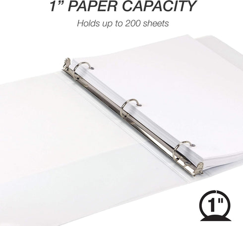 Samsill Plant-Based 1 Inch Durable Round Ring View Binder - Eco-Friendly, Made in USA, Single, White
