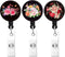 Nursing Badge Reels Retractable Clip - Cute Peony Badge Holder Name Decorative ID Card Holders (3 Pack)