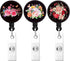 Nursing Badge Reels Retractable Clip - Cute Peony Badge Holder Name Decorative ID Card Holders (3 Pack)