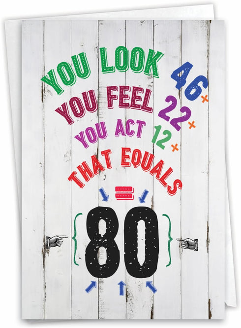 NobleWorks 80th Happy Birthday Card Funny - 80 Year Old Celebration, Milestone Humor Card for Grandparents