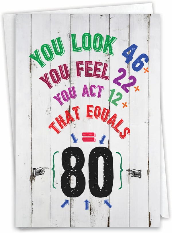 NobleWorks 80th Happy Birthday Card Funny - 80 Year Old Celebration, Milestone Humor Card for Grandparents