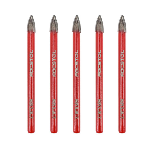Masonry Concrete Drill Bit Set - FOCSTOL 5pcs 5mm Carbide Drill Bits Set with Round Shank for Wood Plastic Foam Tiles