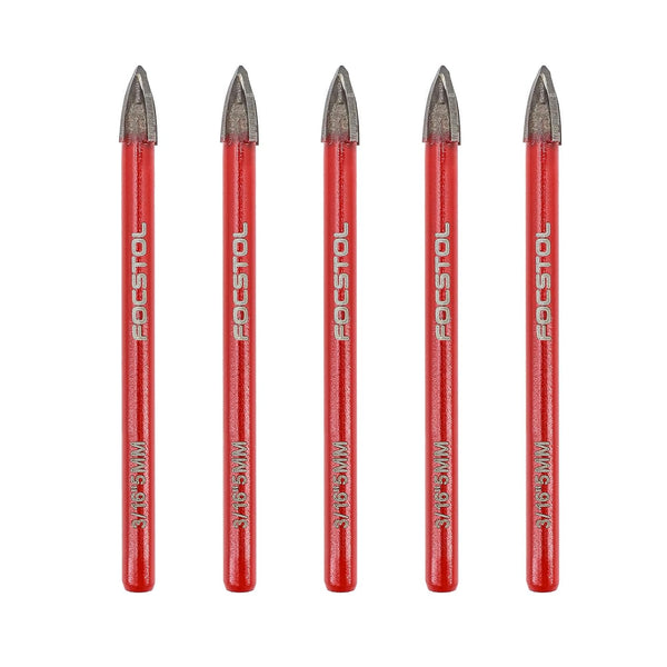 Masonry Concrete Drill Bit Set - FOCSTOL 5pcs 5mm Carbide Drill Bits Set with Round Shank for Wood Plastic Foam Tiles