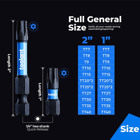 toolant 27pcs Impact Torx Bit Set (TT7-TT40), S2 Steel Tamper Proof Star Bit Set with Magnetic Bit Holder