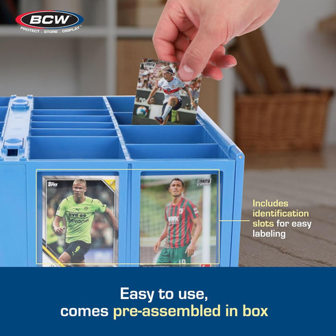 BCW Collectible Card Bin - Single Blue | Storage Box for Trading Cards Holds 3200 Cards | Includes 4 Card Storage