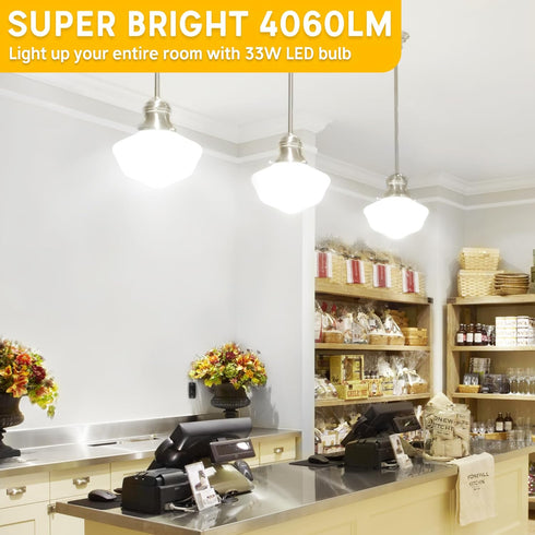 LED Light Bulb A23 300W Equivalent, Super Bright 4060 Lumen 5000k Cool Daylight White E26 Medium Base 33 Watt LED Bulb for Outdoor Indoor Lamp Area Garage Warehouse Workshop Street Backyard by Prosperbiz