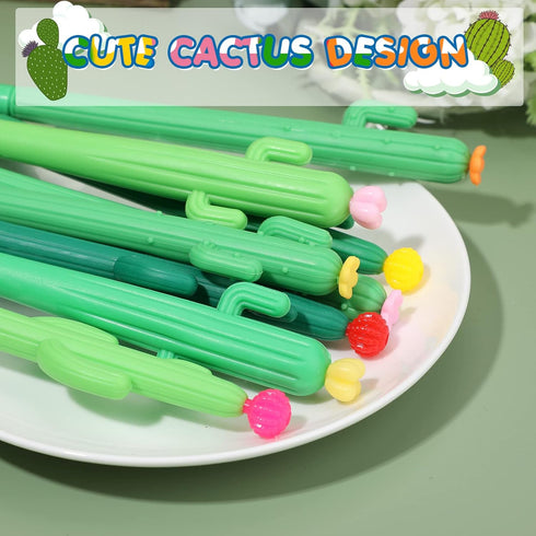 Handepo 100 Pieces Cactus Pens, Cactus Shaped Rollerball Pens, Cute Writing Pens for School Home Office Supplies