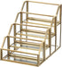 Hipiwe 4 Slots Glass Business Card Holder for Desktop, Gold Mirrored Business Card Display Stand, Multiple Clear