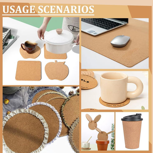 BENECREAT 8 Pack 12x12 Inch Cork Board, 3mm Thick Square Tiles for Bulletin Boards, Wall Decoration, DIY Crafts